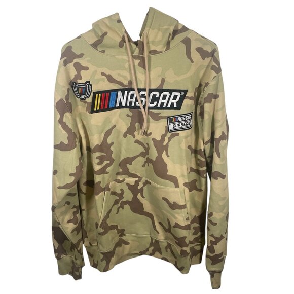 New Nascar Cup Series Camo Hoodie Mens Medium Sweatshirt Pullover Tan Brown NWT - Picture 1 of 6